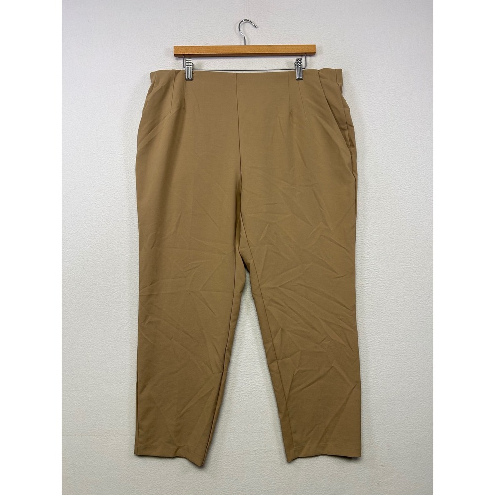 Minimalist Haver + Blair Womens XL Tan Tapered Leg Pull On Career Trousers Chic